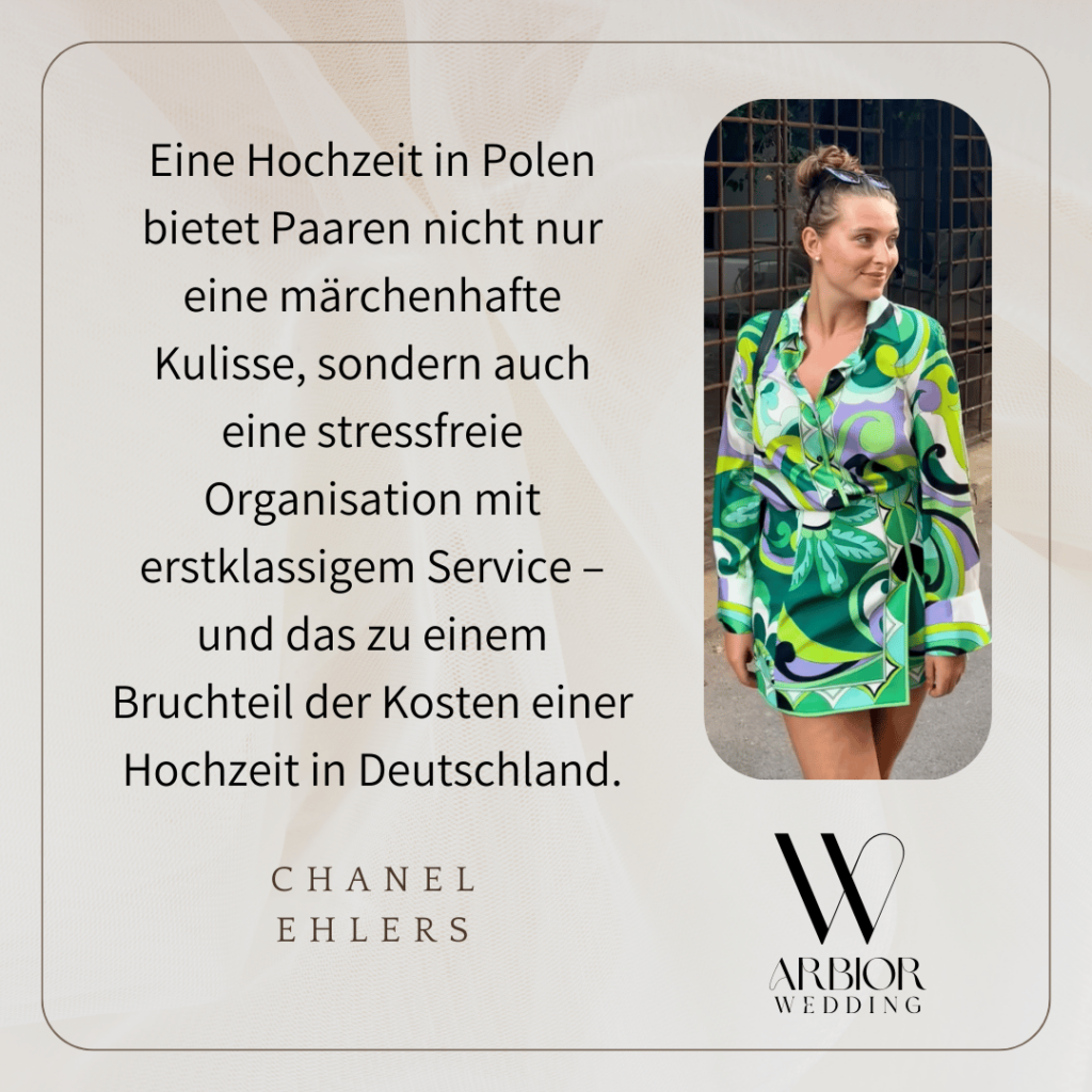 All-inklusive Hochzeit in Polen mit Kostenaufstellung - Chanel Ehlers von ARBIOR wedding